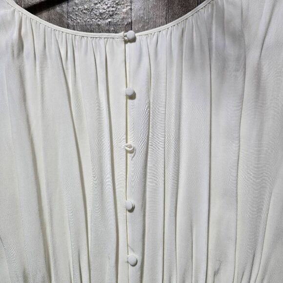 Boden White Surplice Empire Waist Button Back Sleeveless Dress Womens - Picture 3 of 5